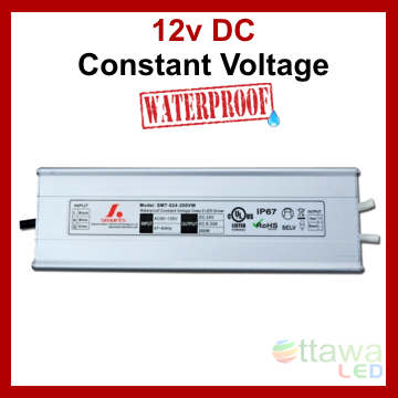 LED Driver Constant Voltage Power Supply 12V 16.5A 200W IP67 UL Listed 